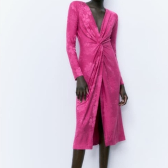 Zara brand new stretchy pink dress long sleeve size small - Picture 9 of 9